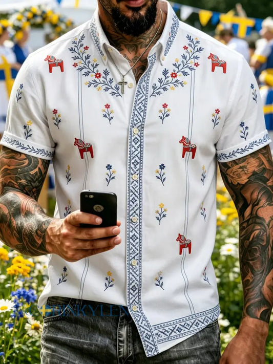 Retro midsommarfest konsttryck avslappnad tröja - A / S