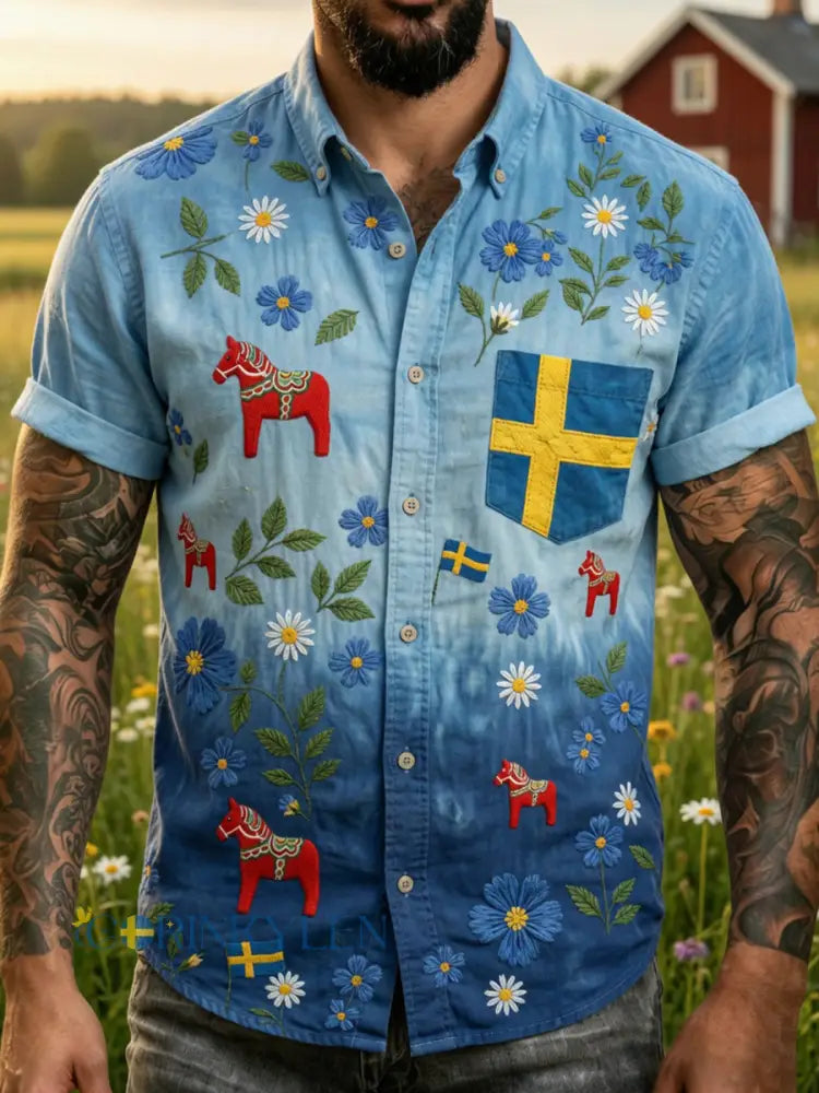 Retro midsommarfest konsttryck avslappnad tröja - A / S
