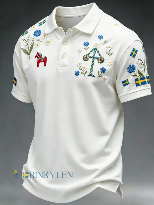 Retro midsommarfest konsttryck polotröja - Avslappnad och bekväm - A / S
