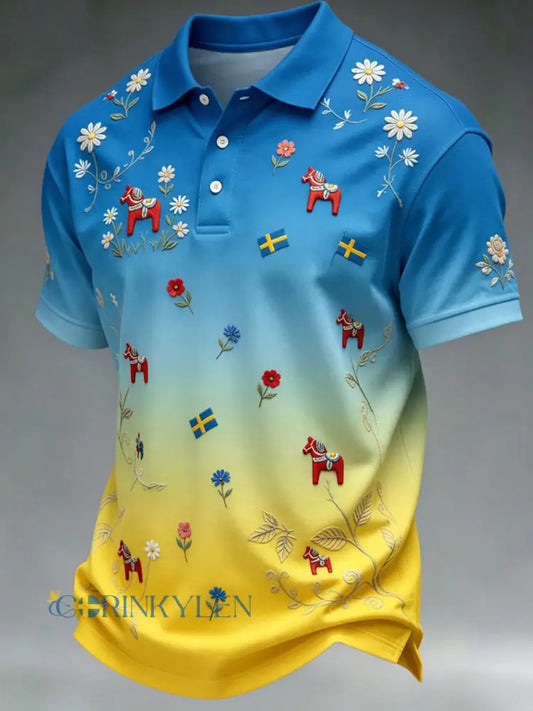 Retro midsommarfest konsttryck polotröja - Avslappnad och bekväm - A / S