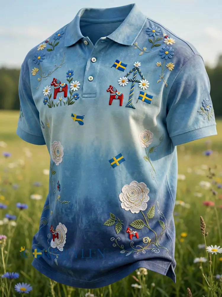 Retro midsommarfest konsttryck polotröja - Avslappnad och bekväm - A / S