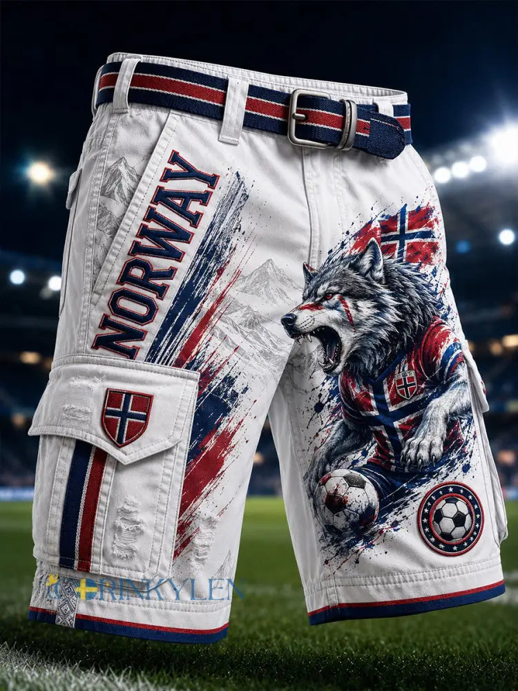 Retro Nordic-Style norska fotbollsfan konst Print Casual Cargo Byxor - A / M