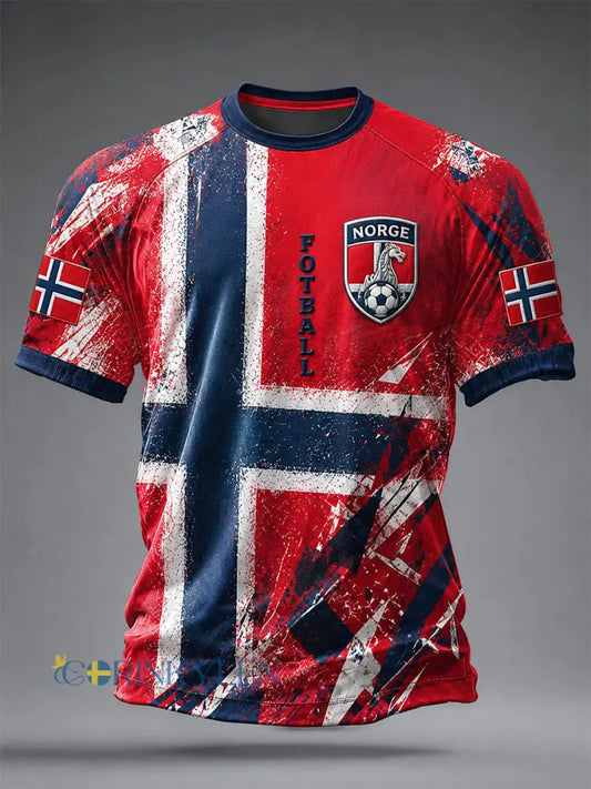 Retro Nordic Style norska fotbollsfläkt konst Print Casual T-shirt - A / S