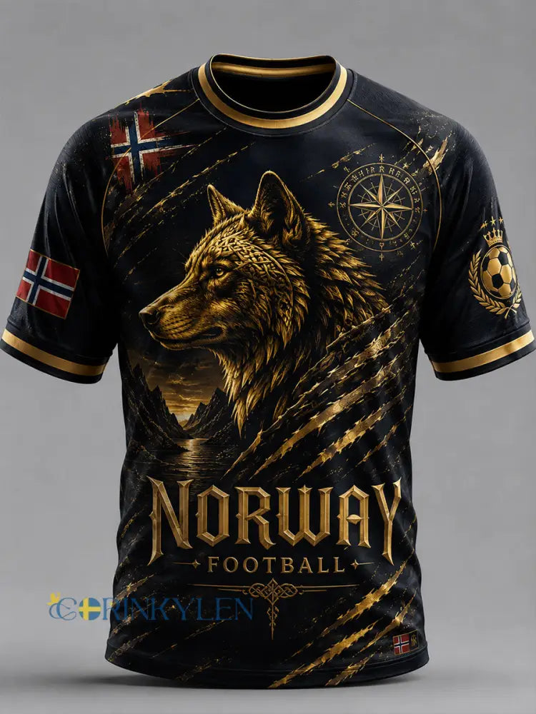 Retro Nordic Style norska fotbollsfläkt konst Print Casual T-shirt - A / S