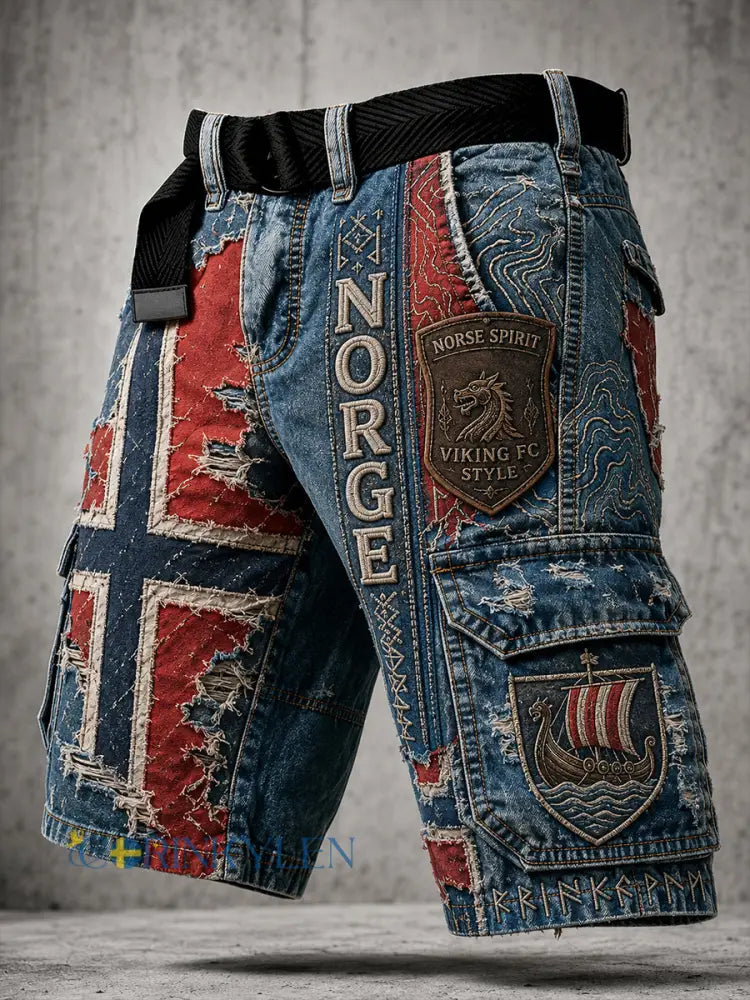 Retro Nordic Viking-stil konst-Print Casual Lastbyxor - A / S