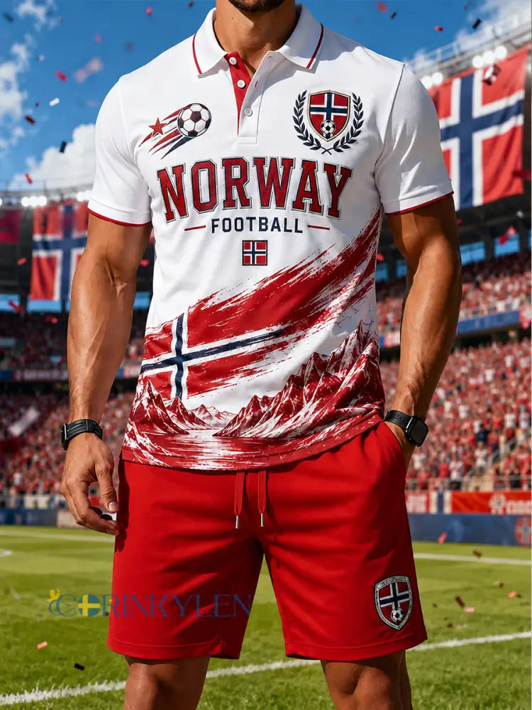 Retro nordisk stil – fotokonstprint för Norgesupportrar – avslappnad sportmode 2-delat set - A / S