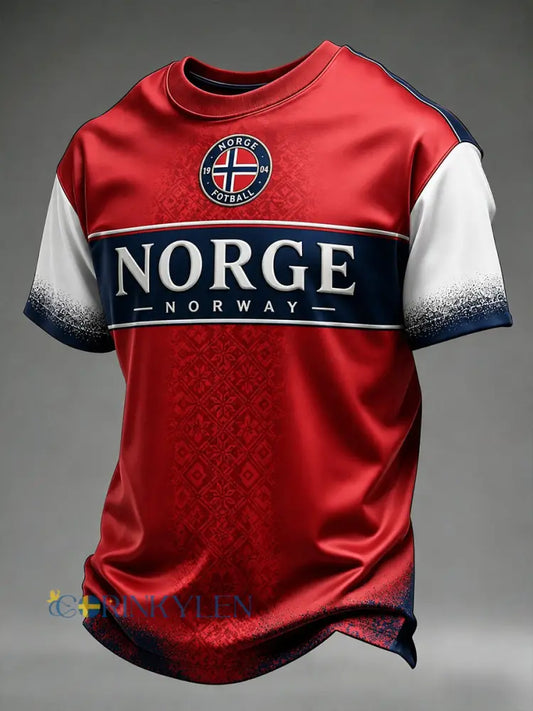 Retro nordisk stil Norge fotbollsupporterkonsttryck avslappnad tröja - A / S