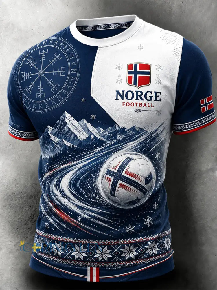 Retro nordisk stil norsk fotbollsfan konsttryck avslappnad t-shirt - A / S