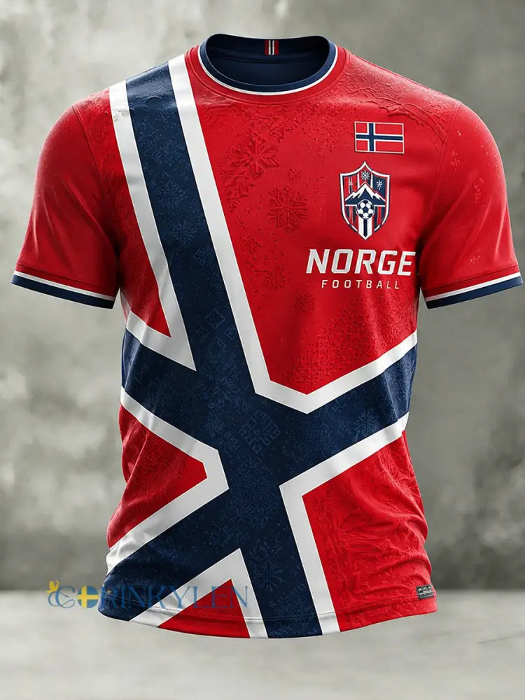 Retro nordisk stil norsk fotbollsfan konsttryck avslappnad t-shirt - A / S