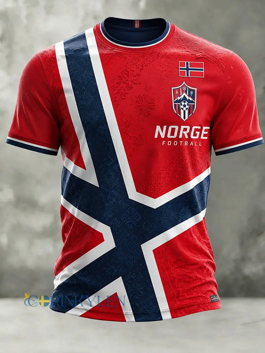 Retro nordisk stil norsk fotbollsfan konsttryck avslappnad t-shirt - A / S