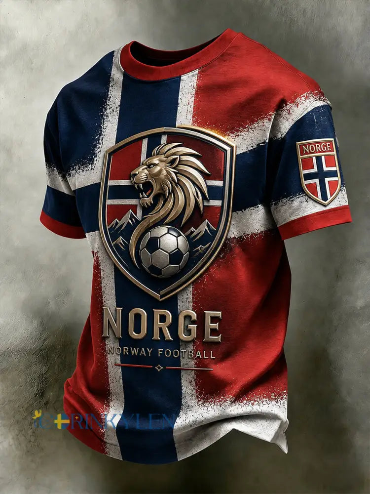 Retro nordisk stil norsk fotbollsfan konsttryck avslappnad t-shirt - A / S