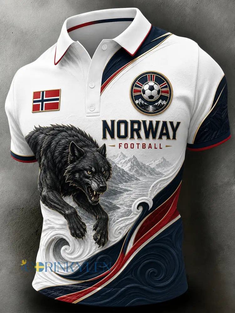 Retro nordisk stil norsk fotbollsfankonsttryck avslappnat polotröja - A / S