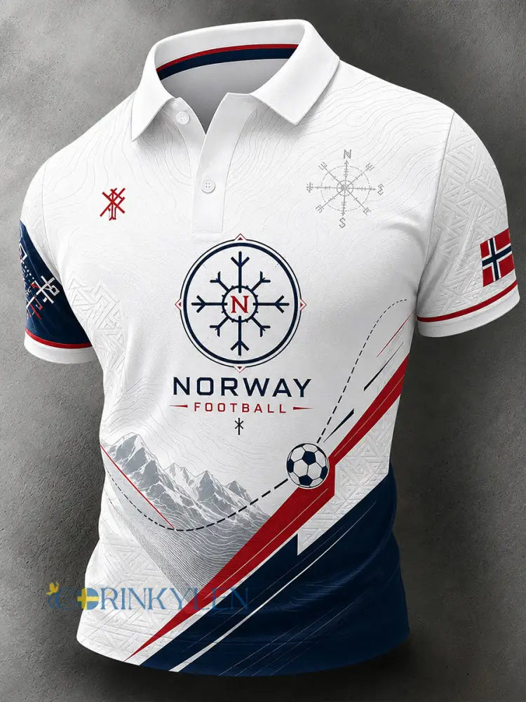 Retro nordisk stil norsk fotbollsfankonsttryck avslappnat polotröja - A / S