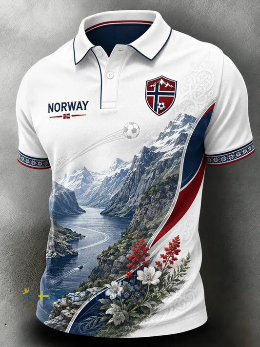 Retro nordisk stil norsk fotbollsfankonsttryck avslappnat polotröja - A / S