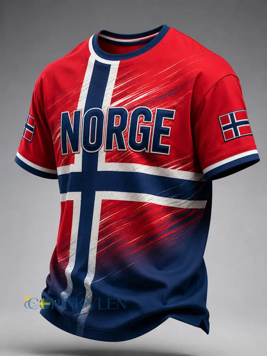 Retro nordisk stil norsk fotbollsfanskonsttryck avslappnad t-shirt - A / S