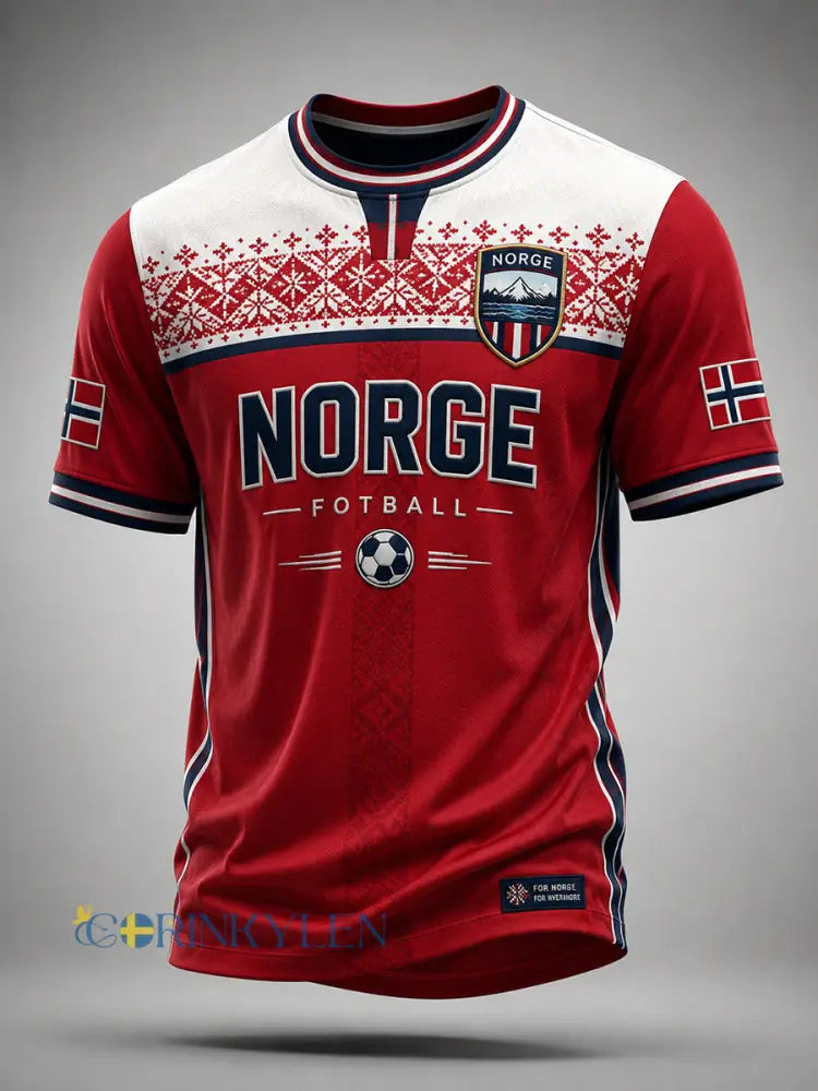 Retro nordisk stil norsk fotbollsfanskonsttryck avslappnad t-shirt - A / S
