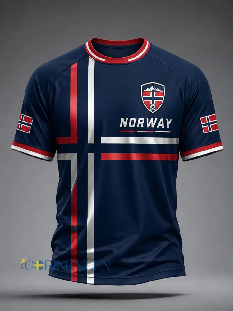 Retro nordisk stil norsk fotbollsfanskonsttryck avslappnad t-shirt - A / S