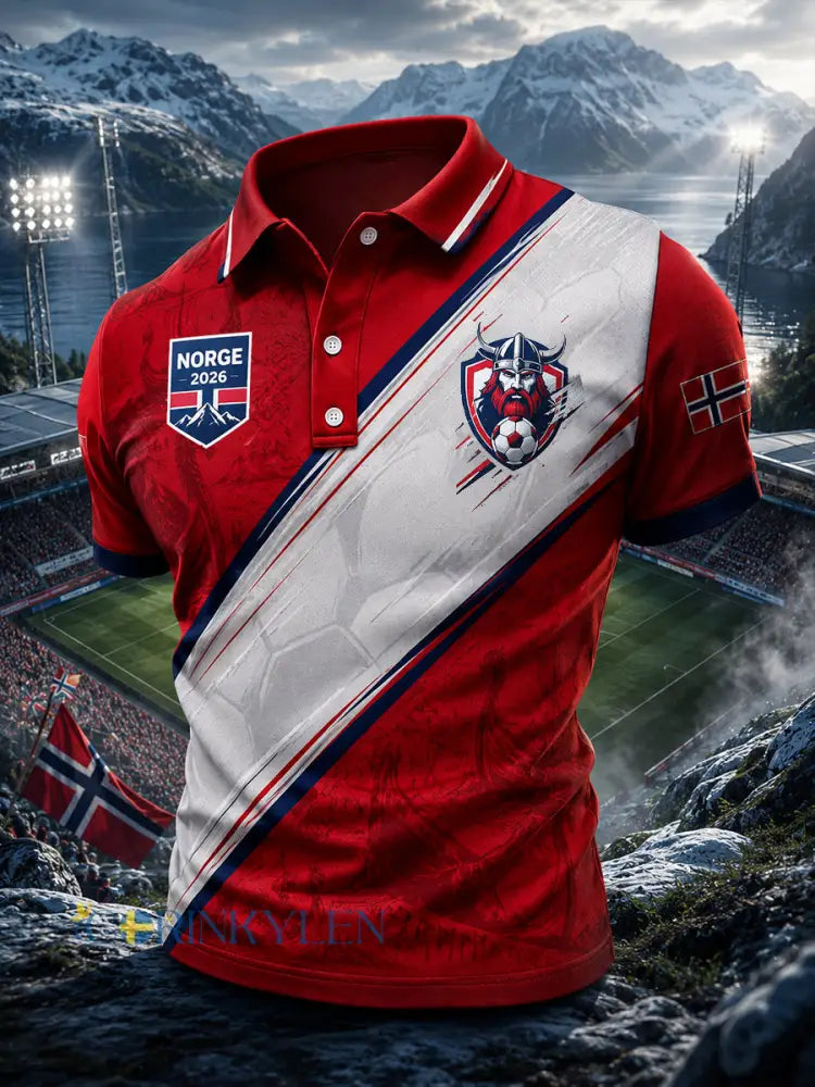 Retro nordisk stil norsk fotbollsfantavla tryckt avslappnat polotröja - A / S