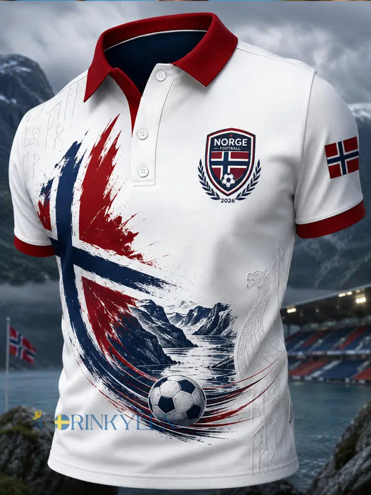 Retro nordisk stil norsk fotbollsfantavla tryckt avslappnat polotröja - A / S