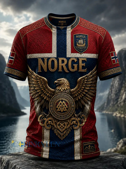 Retro nordisk stil norsk viking skandinavisk konsttryck avslappnad t-shirt - A / S