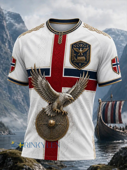 Retro Nordisk stil Norska Viking Skandinavisk konsttryck avslappnad T-shirt - A / S