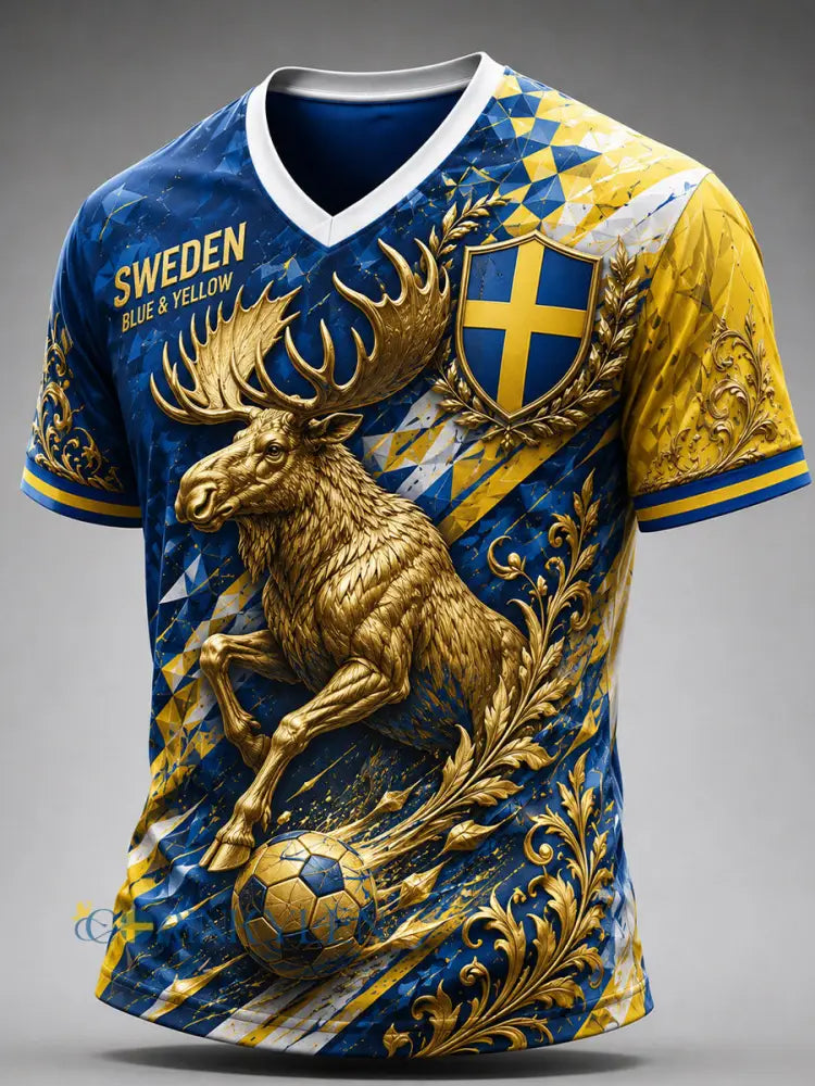 Retro nordisk-svensk fotbollsfanart-print avslappnad t-shirt - A / S