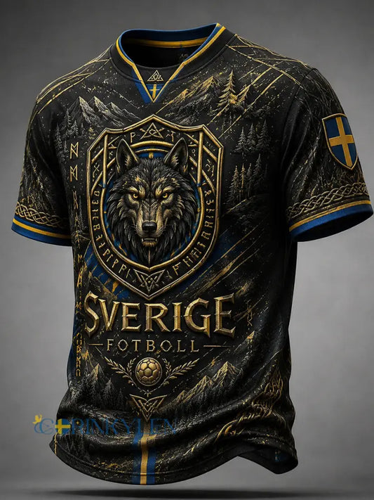 Retro nordisk-svensk fotbollsfanart-print avslappnad t-shirt - A / S