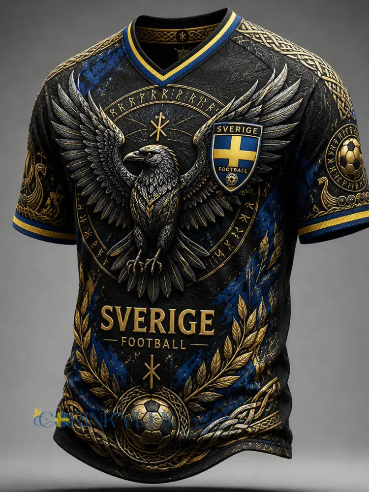 Retro nordisk-svensk fotbollsfanart-print avslappnad t-shirt - A / S