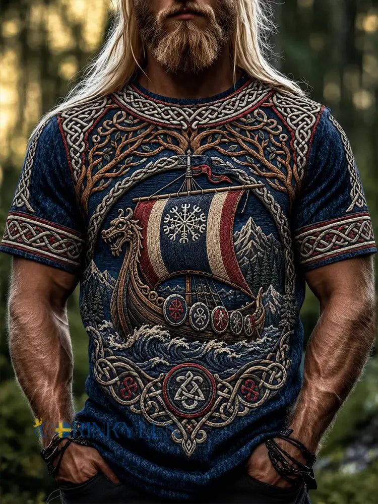Retro Nordiska Norska Viking Scandinavian Art Print Casual Topp - A / S