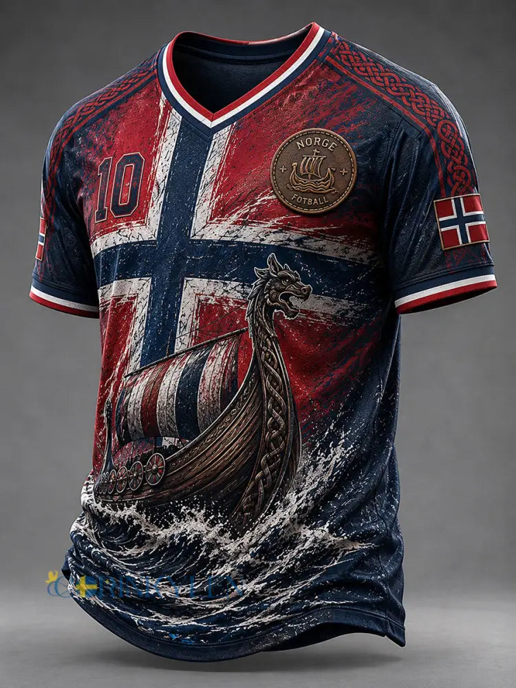 Retro nordiskt grafiskt vardagst-shirt i vikingastil - A / S