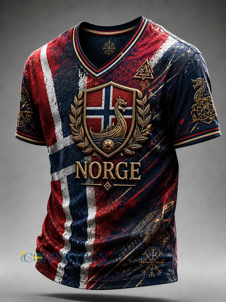 Retro nordiskt grafiskt vardagst-shirt i vikingastil - A / S