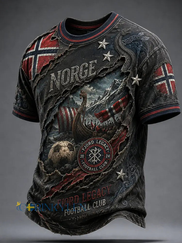 Retro nordiskt grafiskt vardagst-shirt i vikingastil - A / S