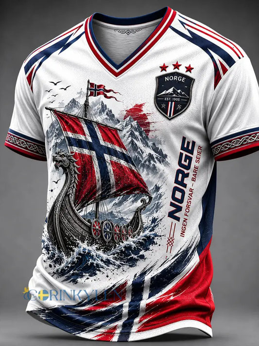 Retro nordiskt grafiskt vardagst-shirt i vikingastil - A / S