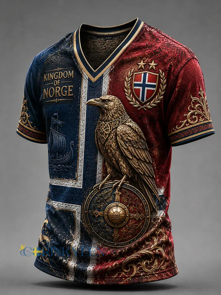 Retro nordiskt grafiskt vardagst-shirt i vikingastil - A / S