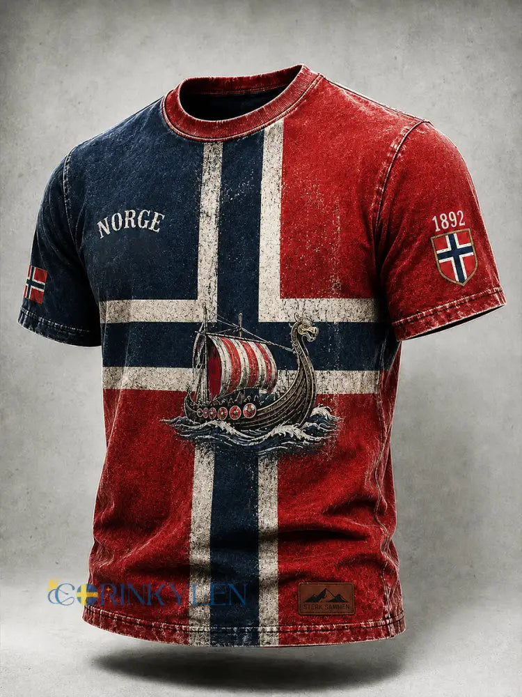 Retro nordiskt grafiskt vardagst-shirt i vikingastil - A / S