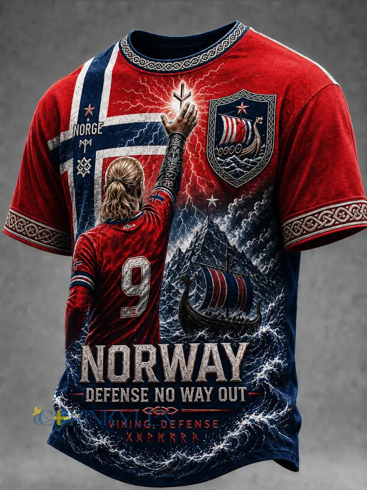 Retro nordiskt grafiskt vardagst-shirt i vikingastil - A / S