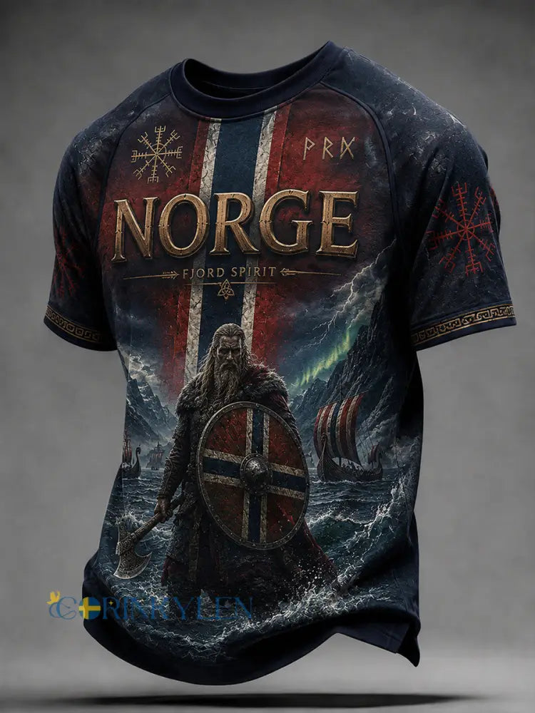 Retro nordiskt grafiskt vardagst-shirt i vikingastil - A / S