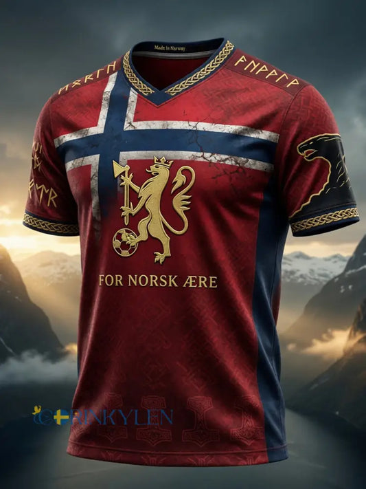 Retro Norge 2026 Casual T-shirt för fotbollsfans - som bild / S