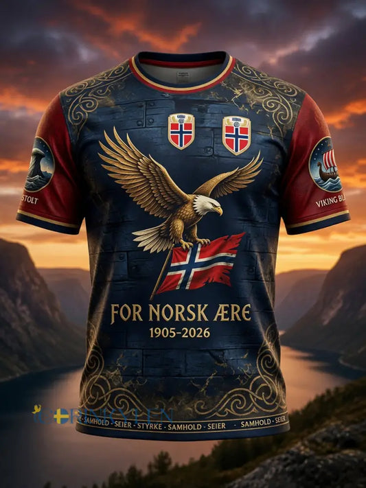 Retro Norge 2026 fotboll Eagle konst Casual T-shirt - som bild / S