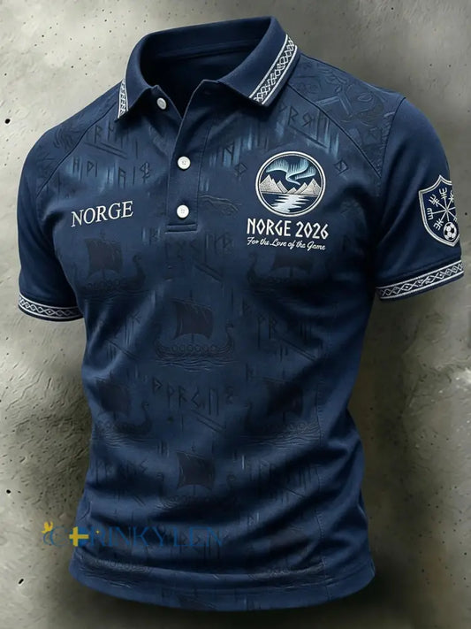 Retro Norge 2026 Fotboll konst Casual Polo tröj - som bild / S