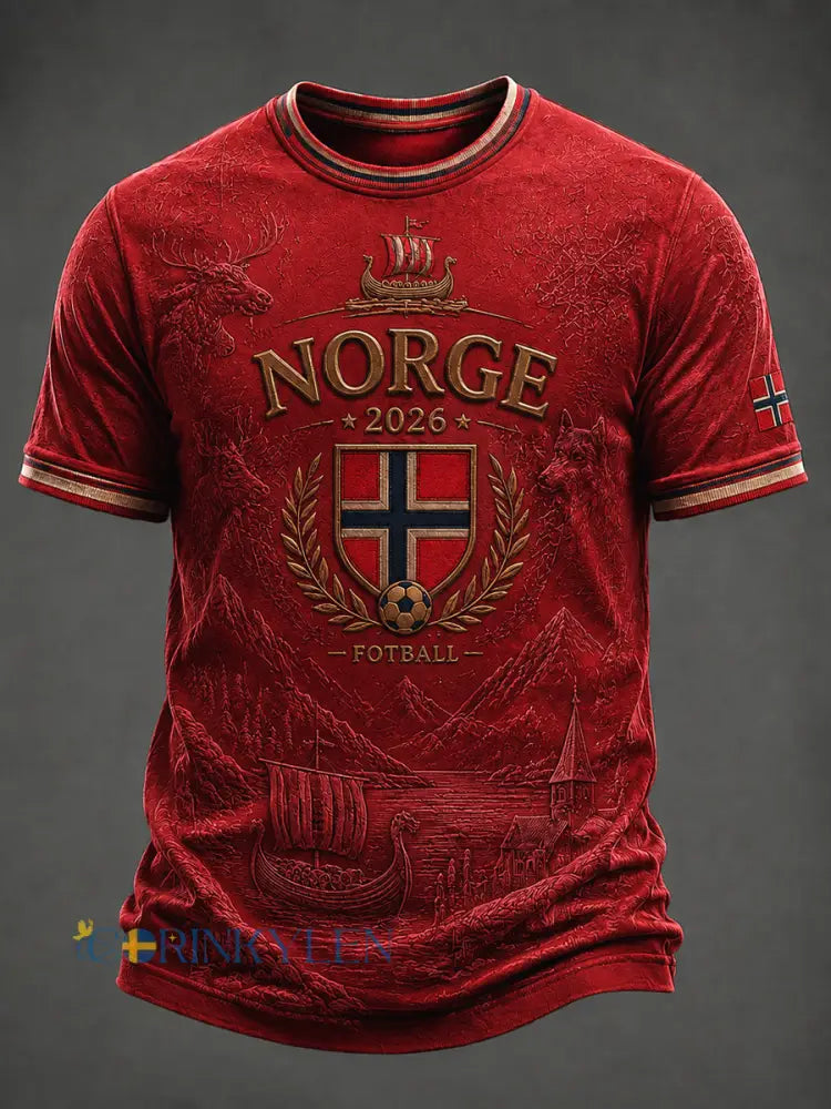 Retro Norge 2026 Fotbollsfläktsfläckande T-shirt - som bild / S