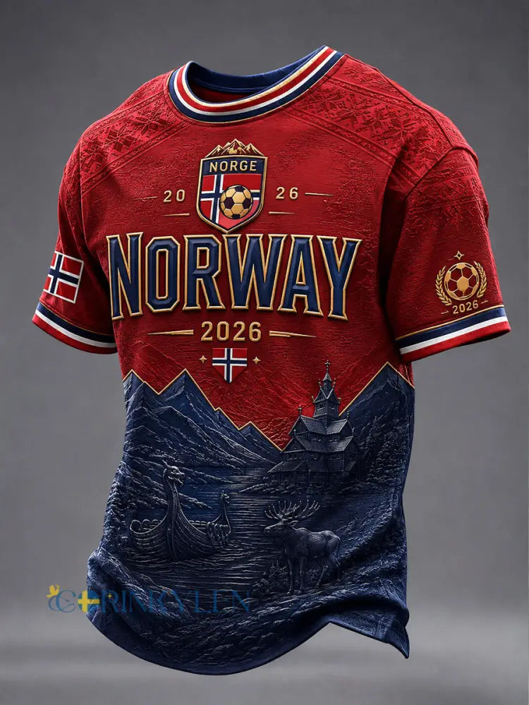 Retro Norge 2026 Fotbollskasual T-shirt - som bild / S