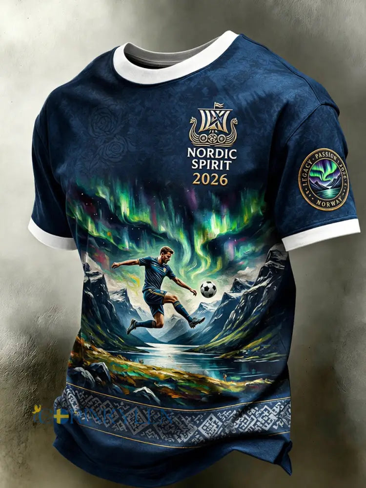 Retro Norge 2026 Fotbollskonst Lässig T-shirt - som bild / S
