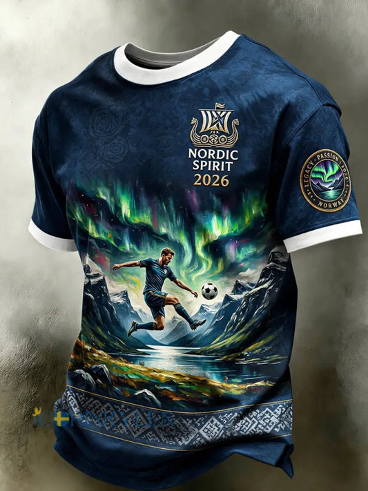 Retro Norge 2026 Fotbollskonst Lässig T-shirt - som bild / S