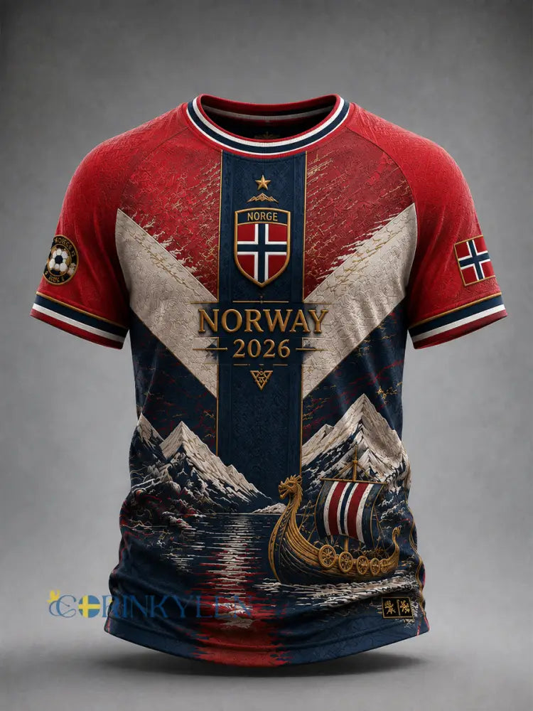 Retro Norge 2026 Fotbollsminnen T-shirt - som bild / S