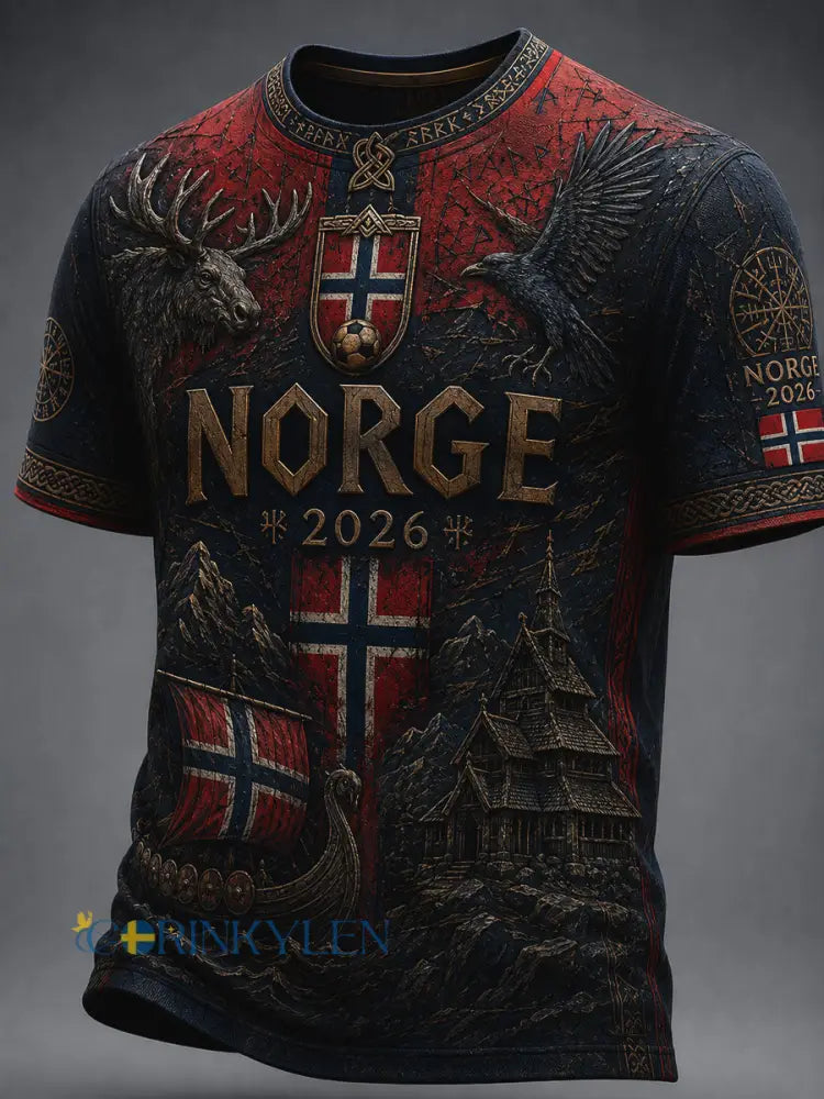 Retro Norge 2026 Fotbollssupporter T-shirt - som bild / S