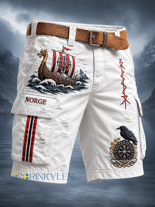 Retro Norge Viking Nordisk stil Art-print Avslappade lastbyxor - A / S