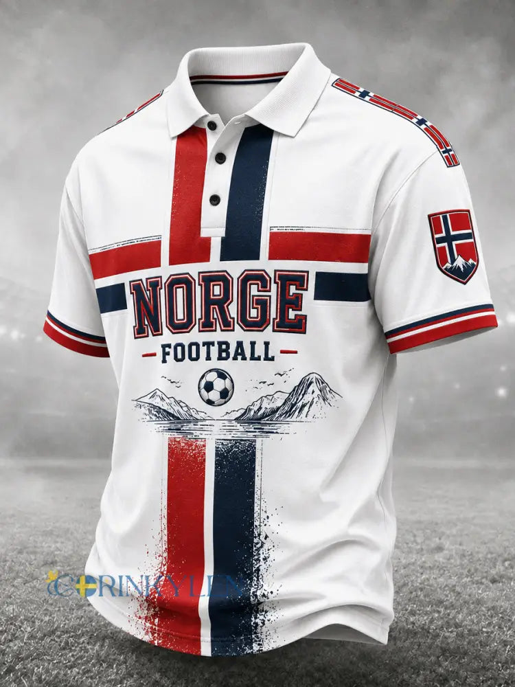 Retro Norge Viking Nordisk Stil Konsttryck Avslappnat Pikétröja - A / S