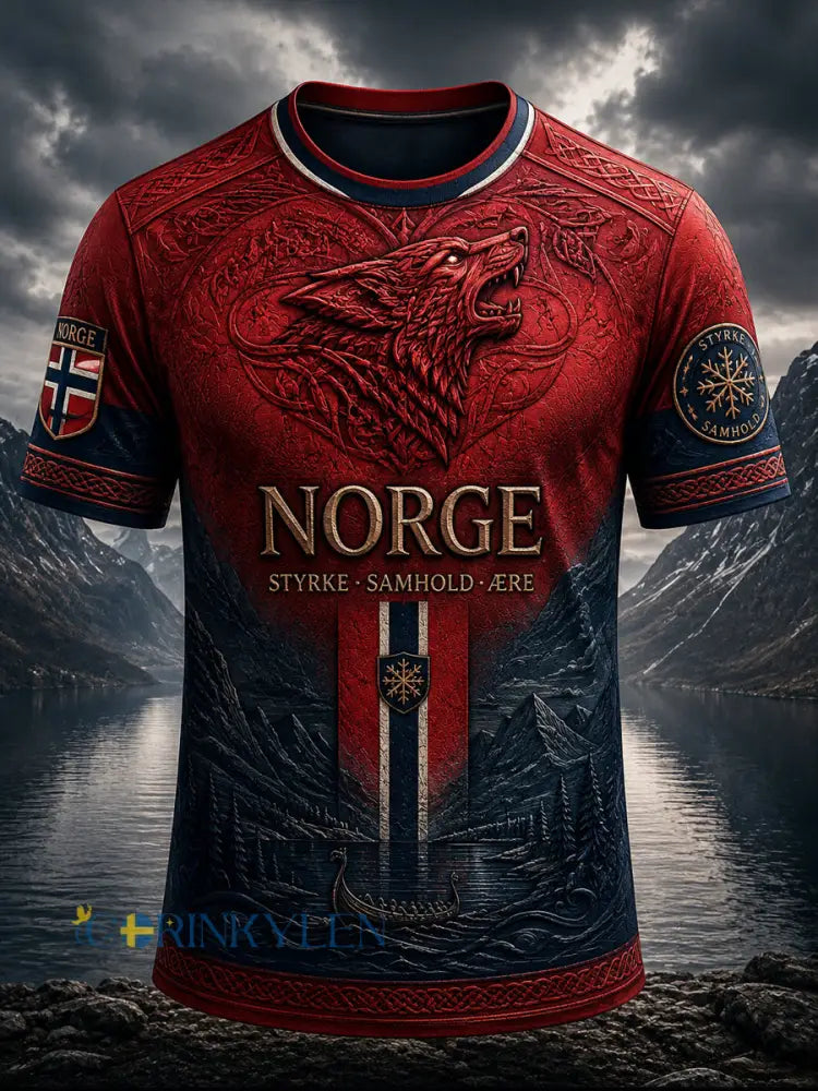 Retro norsk fotboll Wolf Totem Casual T-shirt - som bild / S