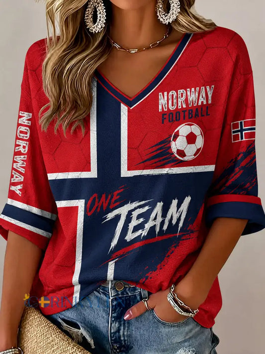Retro norsk fotbolls-fantavla tryckt avslappnad topptröja - A / S